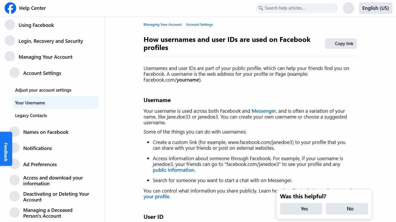 How usernames and user IDs are used on Facebook profiles Facebook Help Center